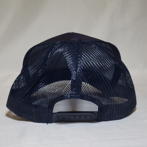 Vintage Mercer Transportation Trucker Hat Cap Blue Snap Back One Size Navy White - Picture 2 of 4